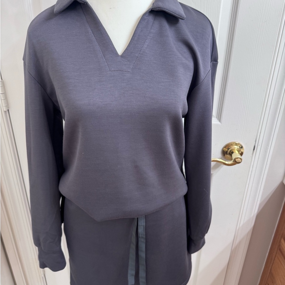 Women’s Two piece Tracksuit Jogger Pickleball Skort set Dark Gray Size S